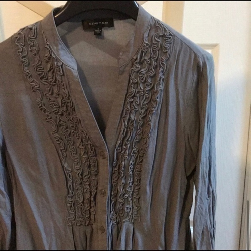 Spense Button Down Gray Top Size Small - image 5
